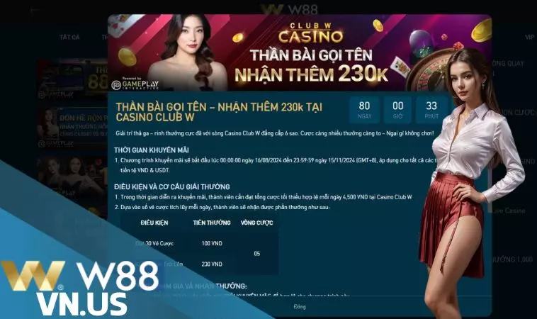 Nội dung khuyến mãi Thần bài gọi tên tại W88 thưởng 230K Nội dung khuyến mãi Thần bài gọi tên tại W88 thưởng 230K